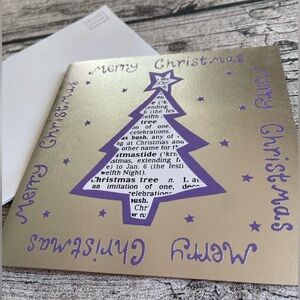 NEW. Pack of 5 metallic Christmas Cards + 5 decorated envelopes